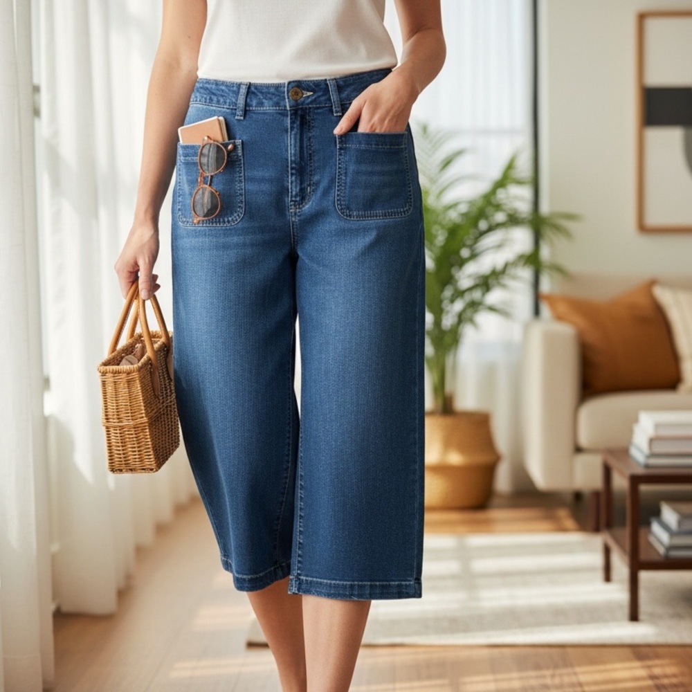 Our Republic For All Wide Leg Square Pocket Crip Capris‎